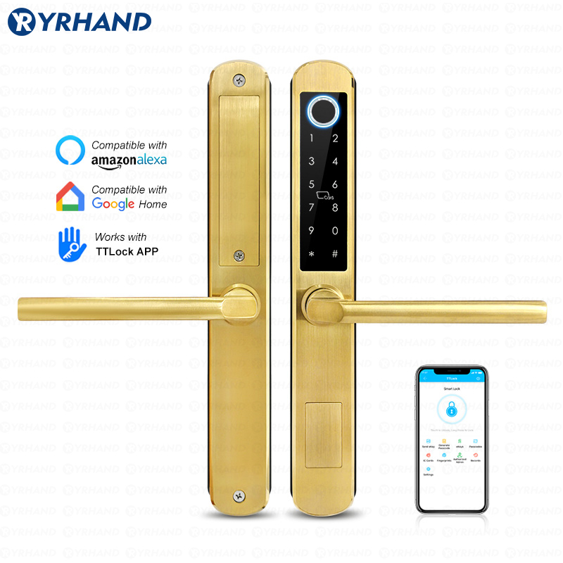 Smart Home Technology - IP66 ゴールドステンレス鋼スライドガラススマートロック Ttlock アプリ Google ホーム