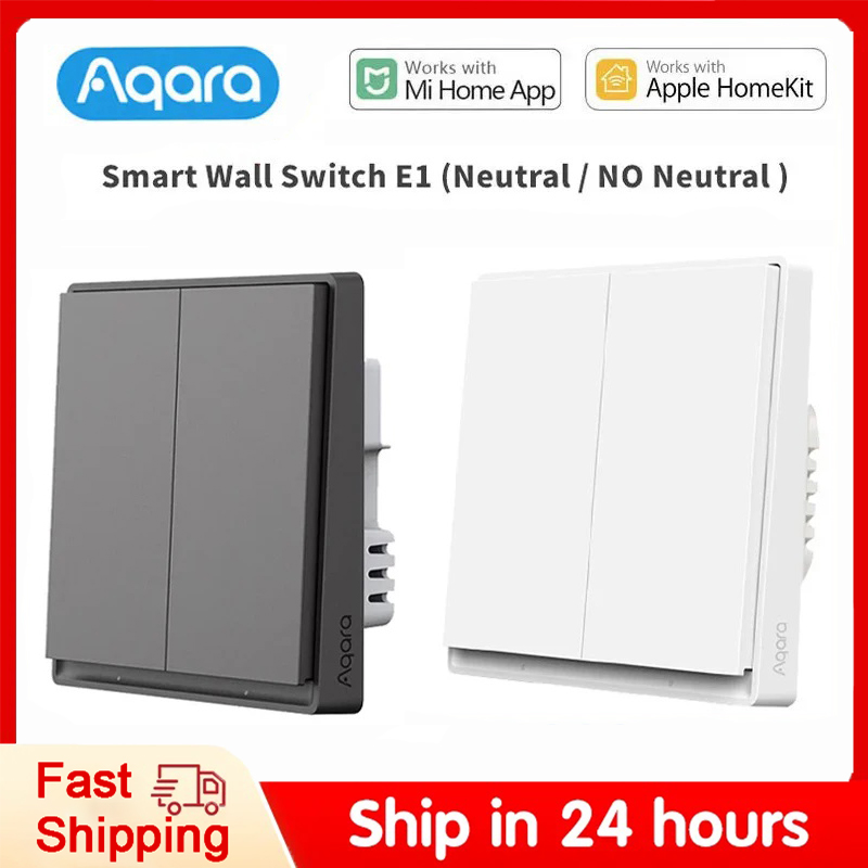 Smart Home Yeelight - Aqara-ワイヤレスウォールスイッチ,e1, zigbee 3.0,接続されたワイヤレスニュートラル/ファイア,Xiaomi Mi Homeキット用