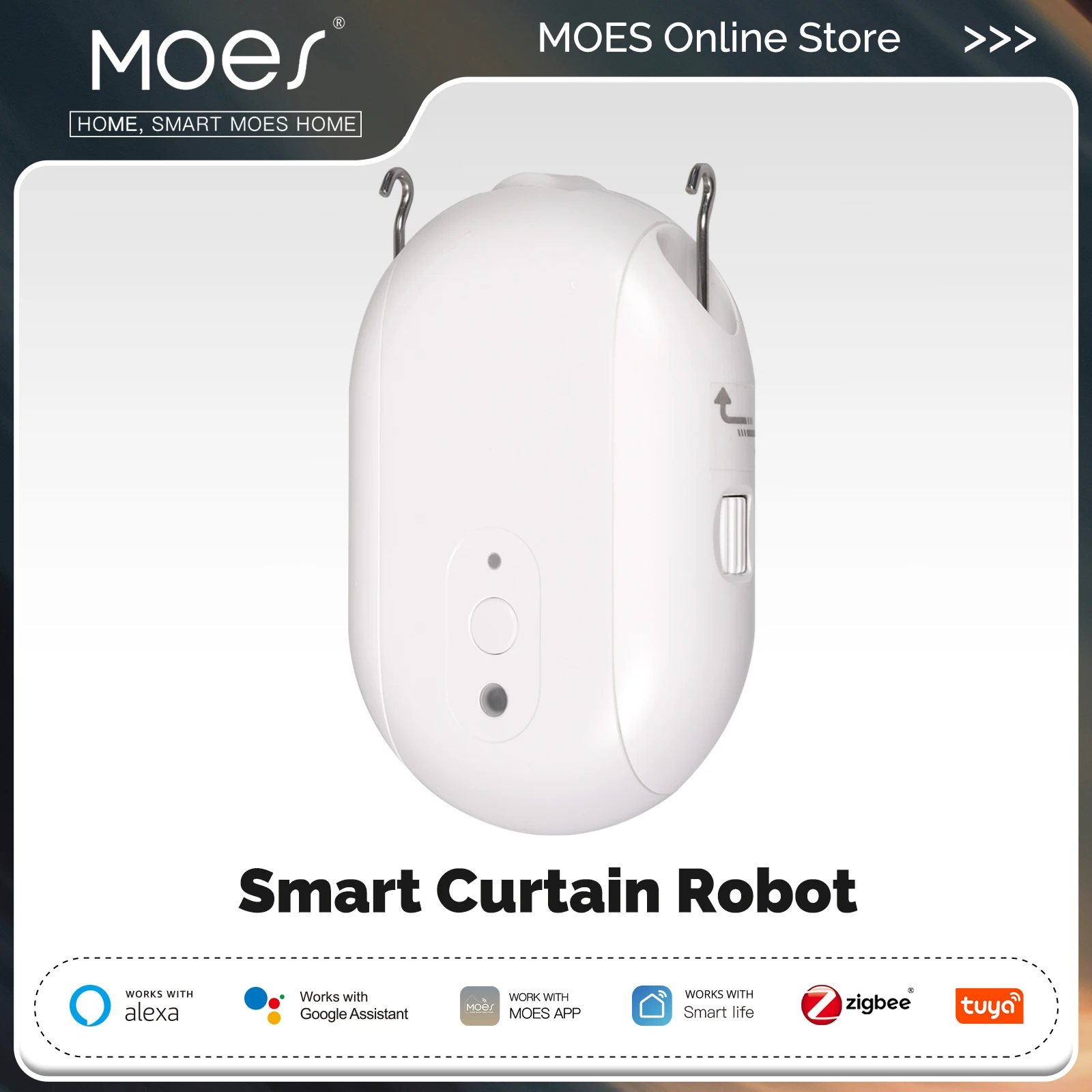 Smart Curtain Robot - Moes-インテリジェント電動カーテンロボット,自動開閉装置,光センサー,アプリケーションによるリモコン,Alexa互換,Google Home,Zigbee,タイマー,Tuya