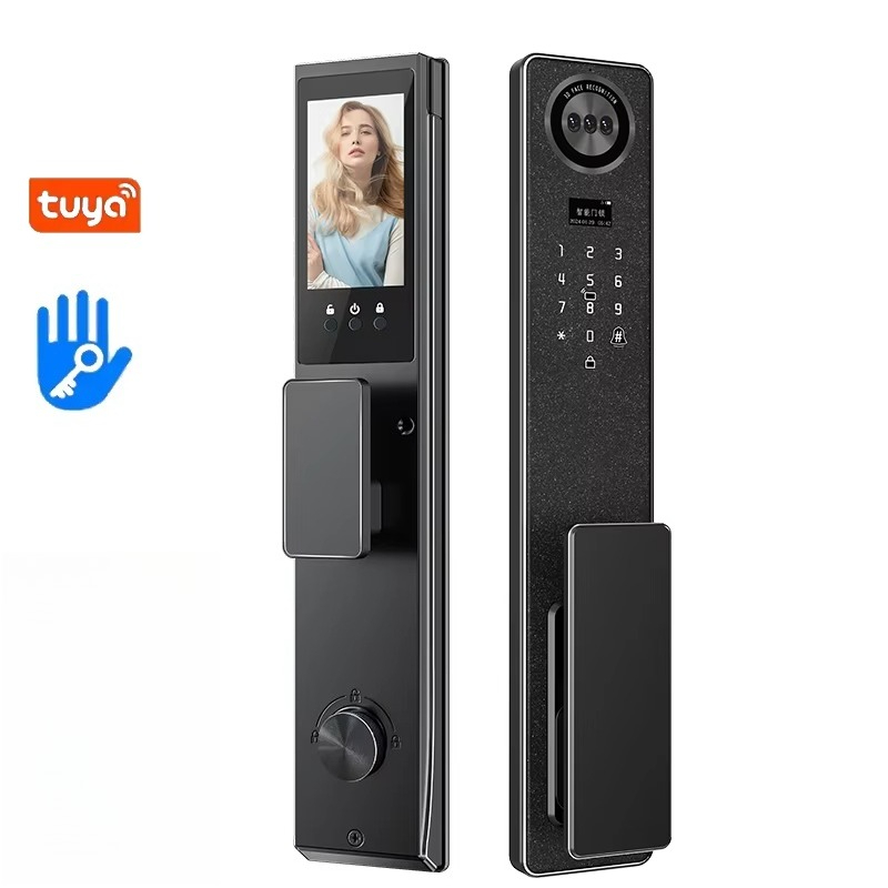 Smart Door Lock - Tuya WiFi スマートドアロック、家庭用生体認証指紋ロック、キーパッドパスワード電子ロック、盗難防止フロントドアセキュリティロック