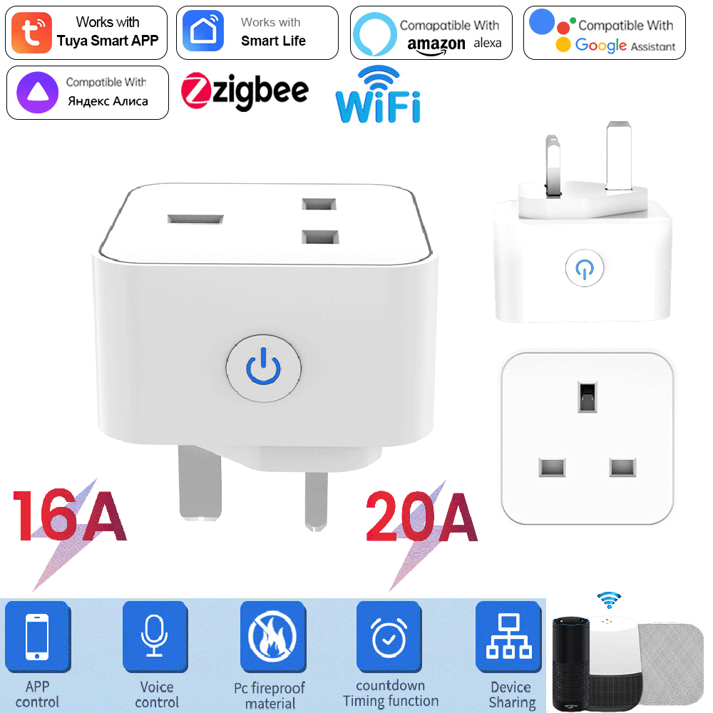 Smart Home Technology - Tuya スマートソケット 16A/20A WiFi または Zigbee