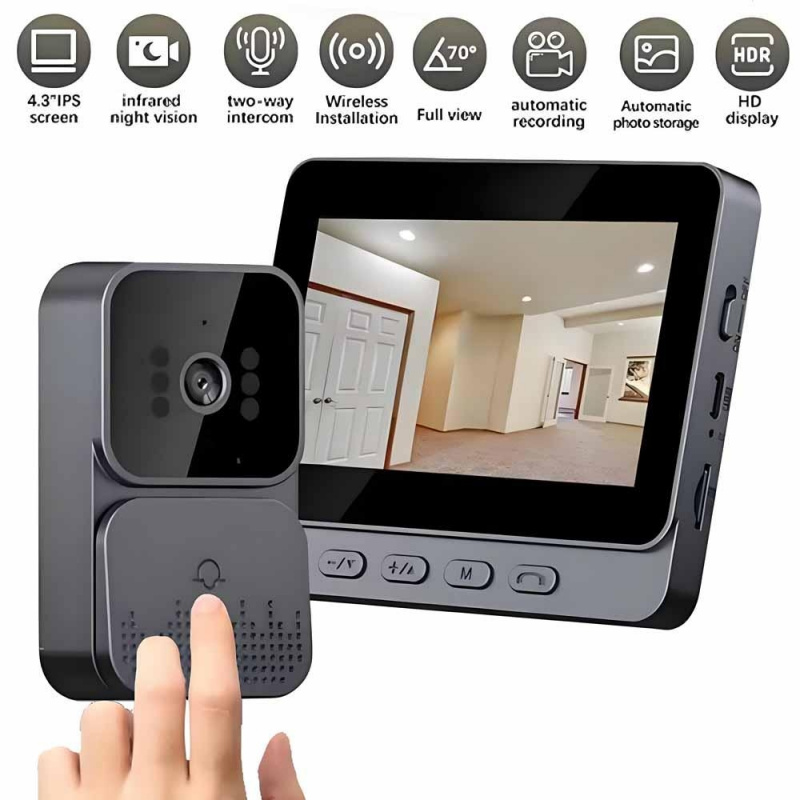 Smart Home Video Doorphone Ezviz - スマートWiFi 2.4Gワイヤレスドアベル ビデオインターホンカメラ インテリジェントナイトビジョン 4.3インチHDスクリーン セキュリティホームアパート用