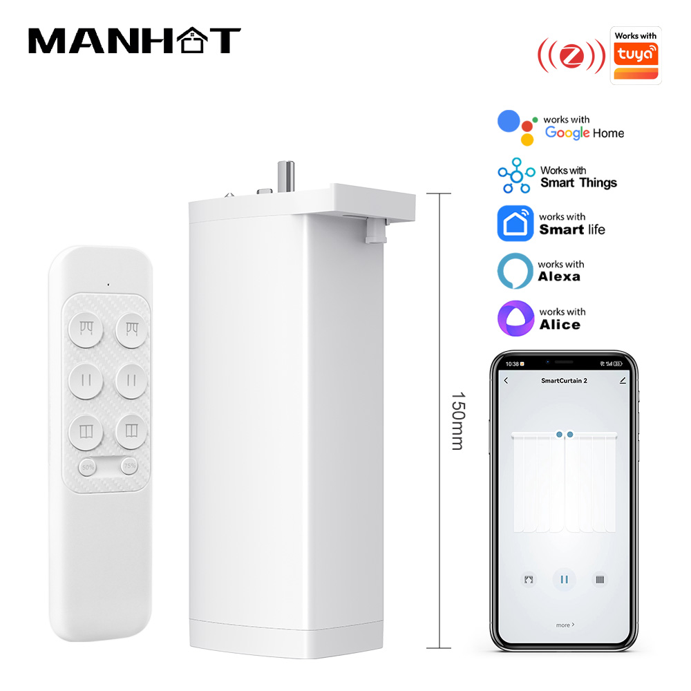 Smart Curtain Robot - Tuya 155MM 4rdスマートZigbee/WiFi電動シャッターカーテンモーター 静音モーター リモートAPP音声制御 Alexa対応