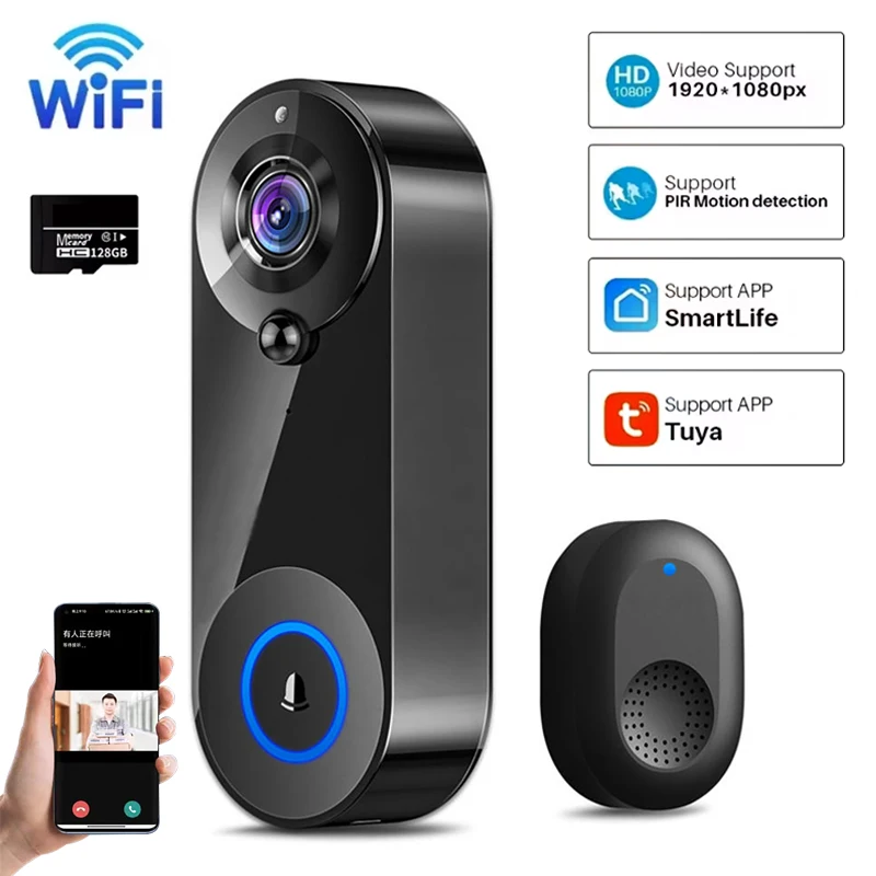 Smart Home Video Doorphone Ezviz - Tuyaビデオドアベルカメラ 1080P WiFiドアベル スマートホームセキュリティ 動体検知 ナイトビジョン