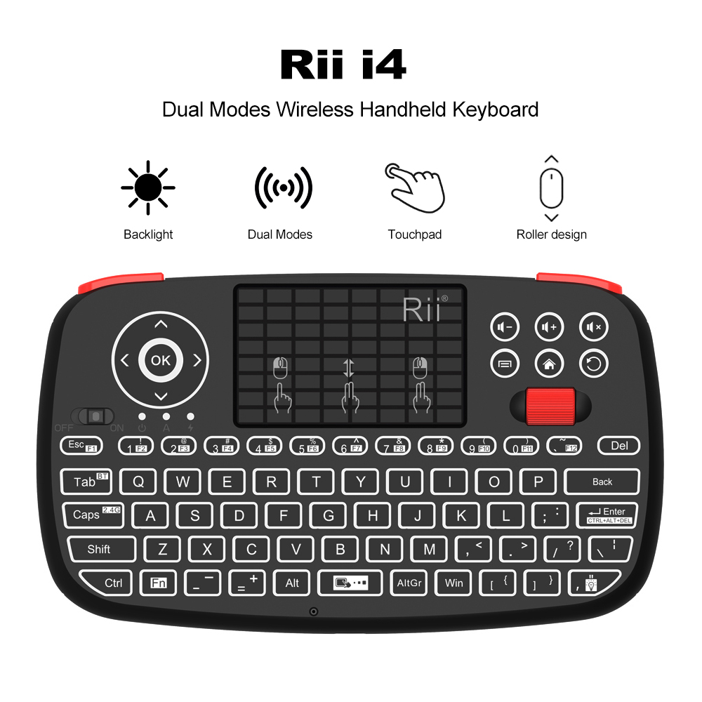 Smart Home Keyboard - Rii I4 Mini BT ワイヤレスキーボード タッチパッド付き