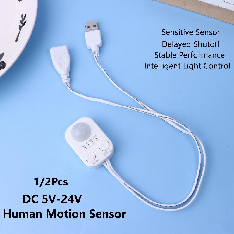 Pir Motion Sensor - 1/2個 DC 5V-24V USB PIR人感センサー検出器スイッチ ボディ赤外線モーションセンサー