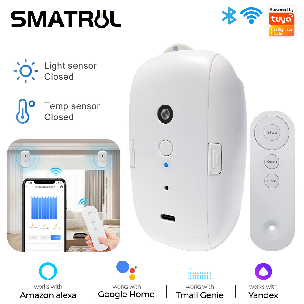 Tuya-音声制御付きインテリジェントカーテン,電気ロボット - Smart Curtain Robot のレビューと価格