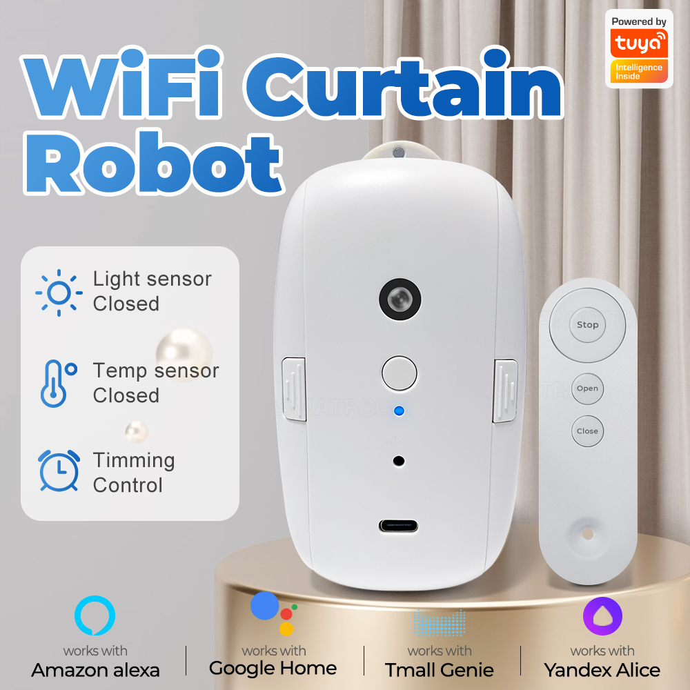 Tuya-音声制御付きインテリジェントカーテン,電気ロボット - Smart Curtain Robot のレビューと価格