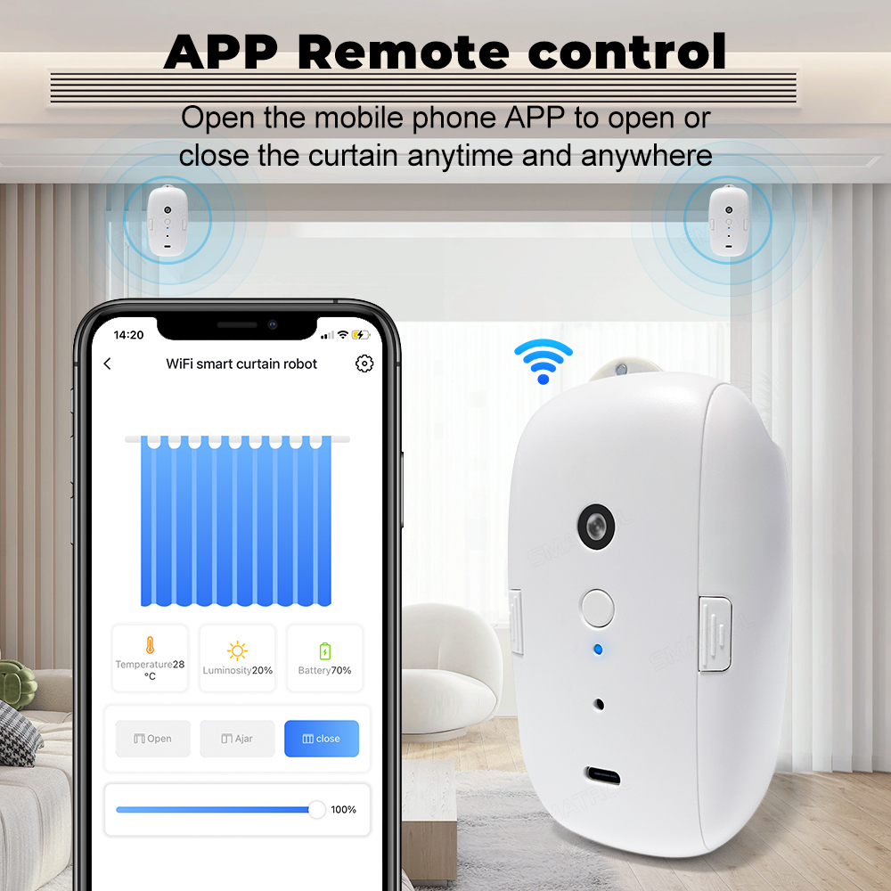 Tuya-音声制御付きインテリジェントカーテン,電気ロボット - Smart Curtain Robot のレビューと価格