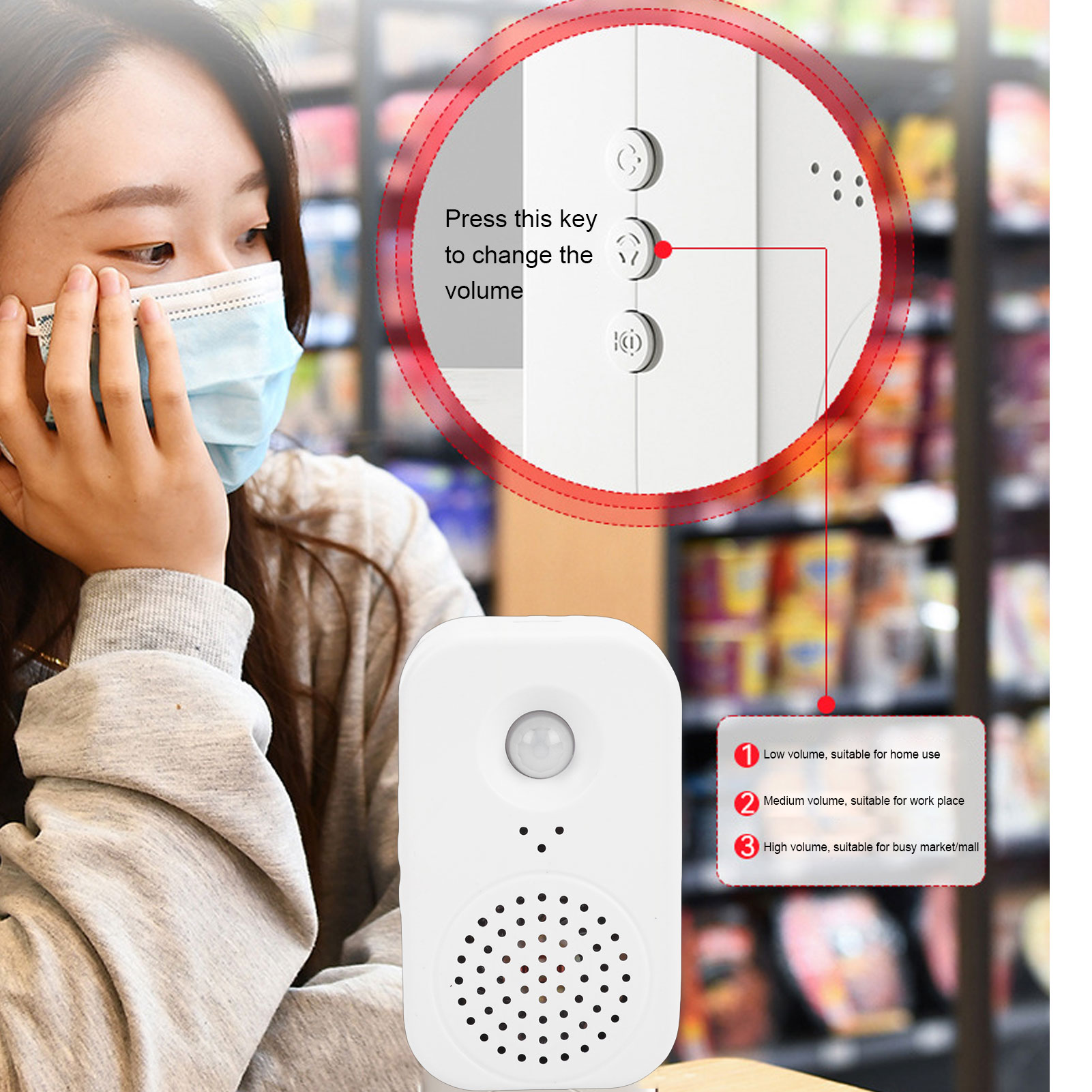 PIRモーションセンサー起動音声リマインダー小型ドアベルショ - Pir Motion Sensor のレビューと価格
