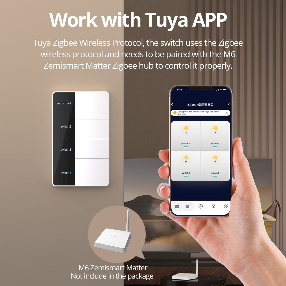 1234 Gang USタイプZigbeeプッシュライトスイ - Smart Home Hub Matter のレビューと価格