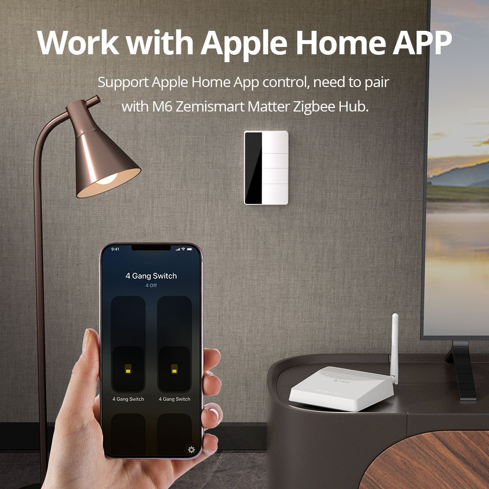 1234 Gang USタイプZigbeeプッシュライトスイ - Smart Home Hub Matter のレビューと価格