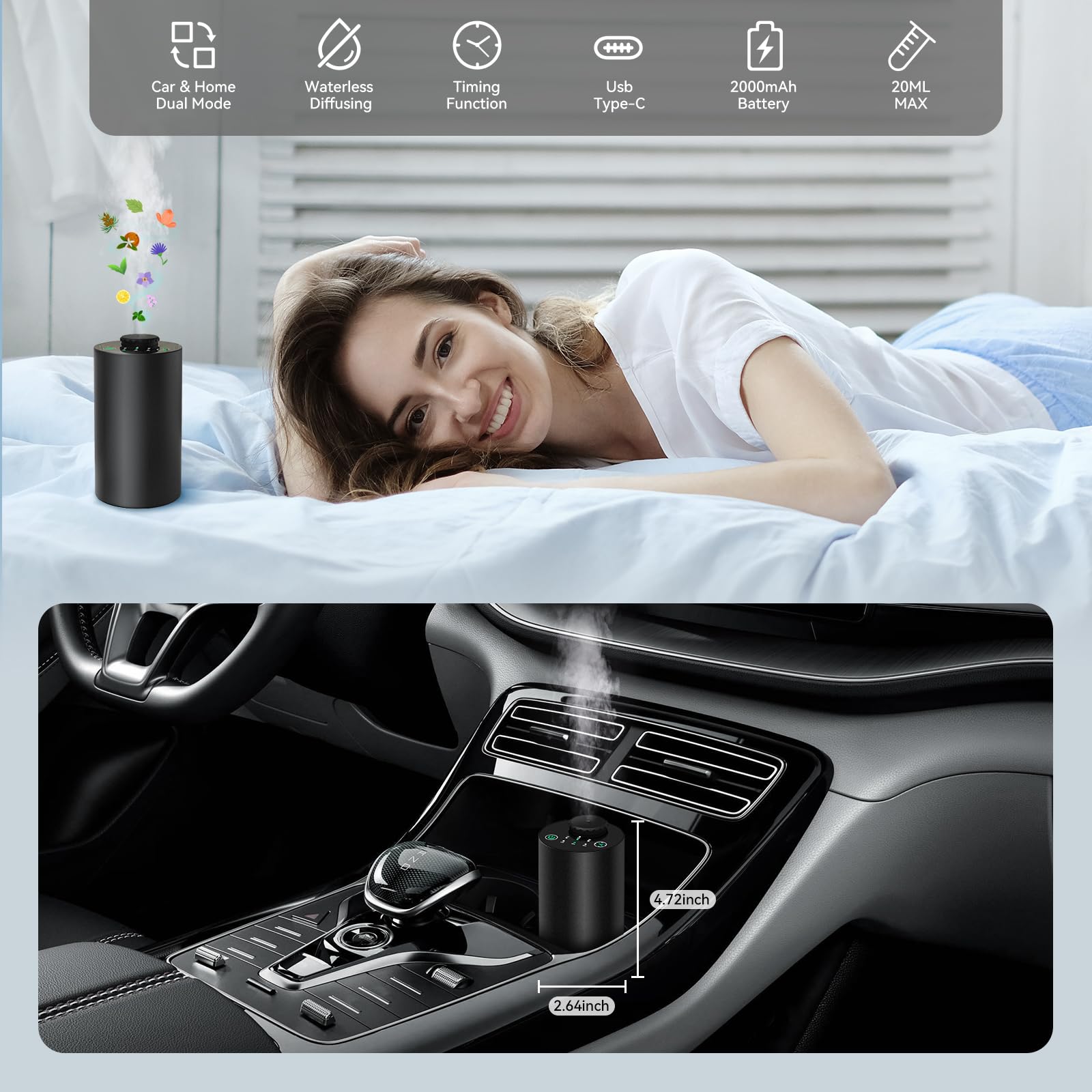 水を使わないエッセンシャルオイルディフューザー、電池式コード - Smart Home Technology のレビューと価格