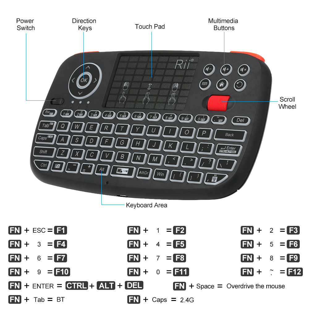 Rii I4 Mini BT ワイヤレスキーボード タッチパ - Smart Home Keyboard のレビューと価格